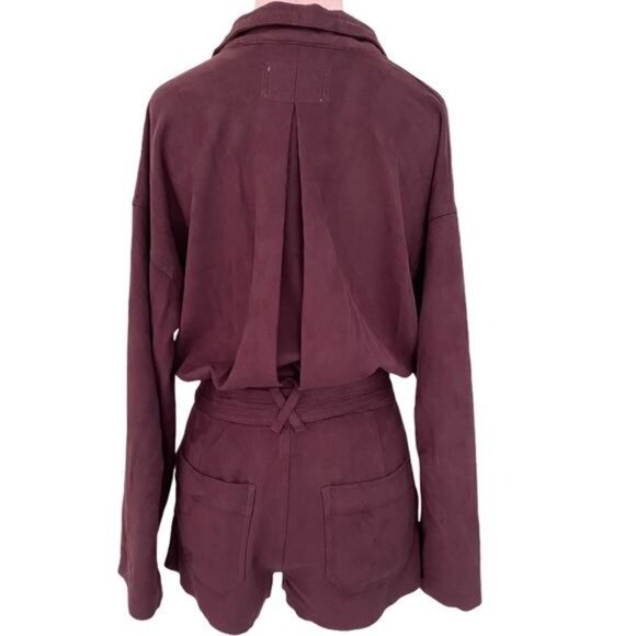 Free People Larson Shortall Romper in Plum Size Medium NWOT - Picture 9 of 13